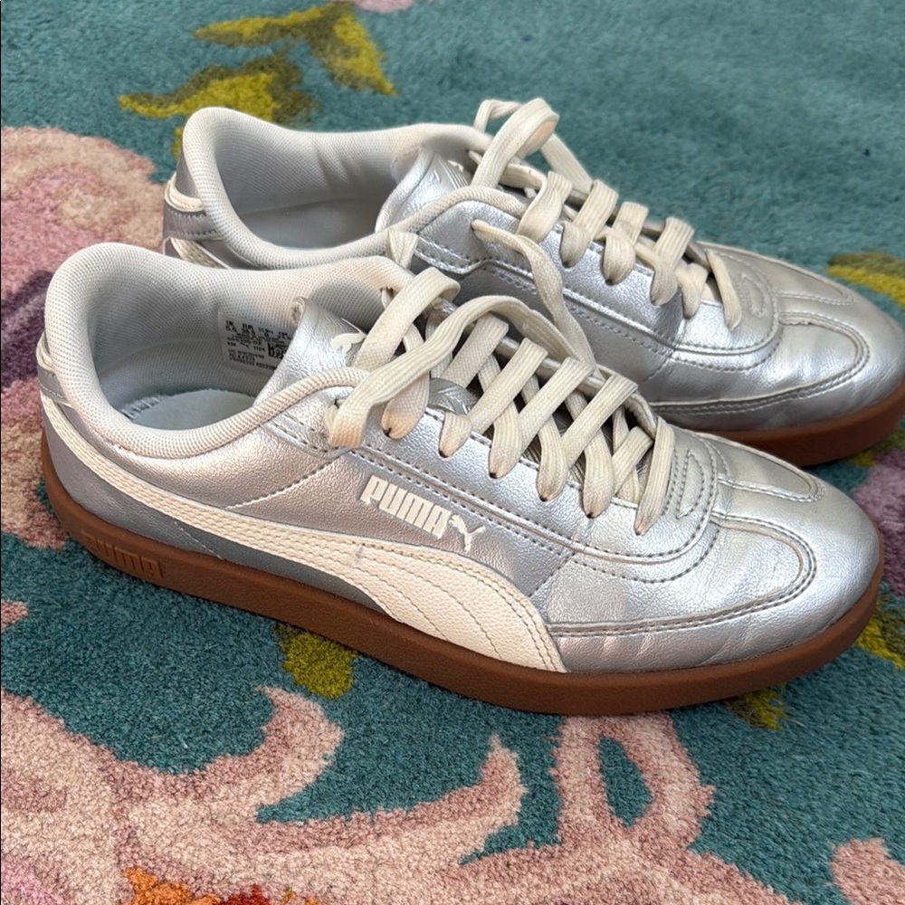 Puma Silver and White Sneakers